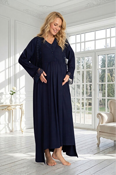 Lohusa Homewear Νέα σεζόν Σετ νυχτικών για εγκυμοσύνη σε μπλε ναυτικό χρώμα, ...