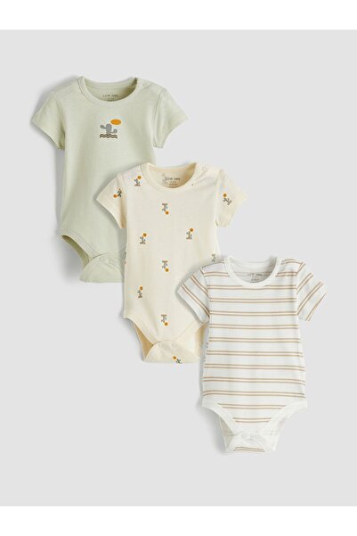 LC Waikiki Lcw Baby Printed Baby Boy Snap Fastener Body 3-Pack