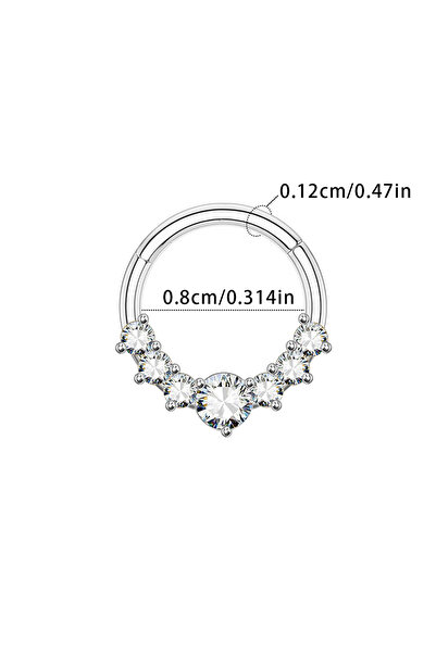 Choice3 body Nose Rings & Studs style A 1PC Titanium Zircon Nose Ring, Hinged...
