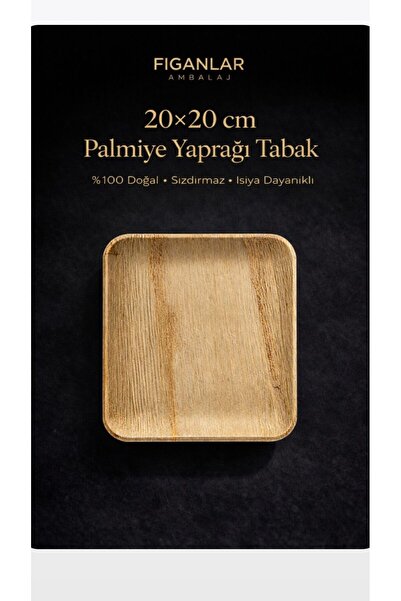 figanlar ambalaj 20x20 cm Palmiye Yaprağı Tabak Kare Doğal Kullan At Sunum Ta...