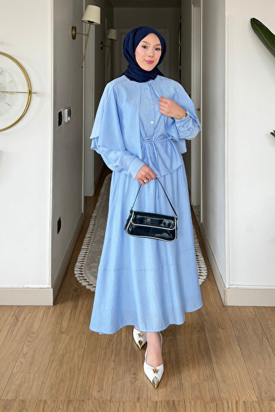 Tesettür Diyarı Stran Strawberry Υφασμάτινο Πουκάμισο-Φούστα-Σετ Χιτζάμπ 3 τε...