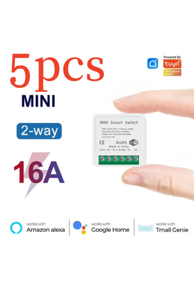 Choice1 5 قطع مفتاح واي فاي صغير 16 أمبير للتحكم ثنائي الاتجاه مع مؤقت وريلاي...