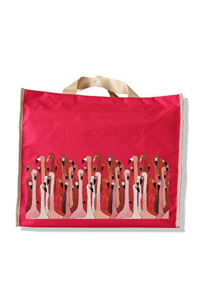 MelsandMano Mono Shopping Bag Flamingo Desenli Alışveriş/Plaj Çantası