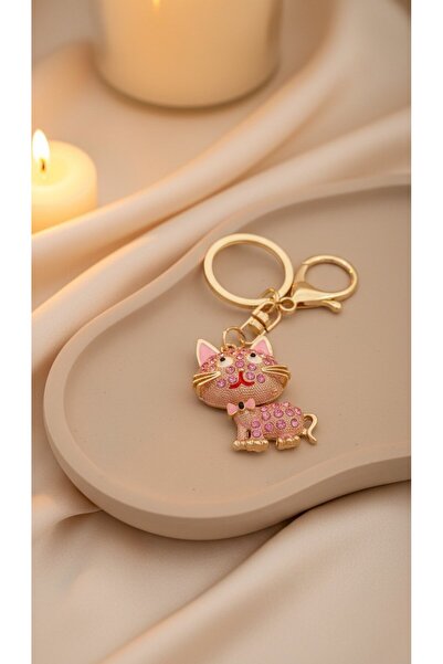 SR Jewelry Box Pembe Taşlı Kedi Anahtarlık – Parlak Zirkon Detaylı, Sevimli &...
