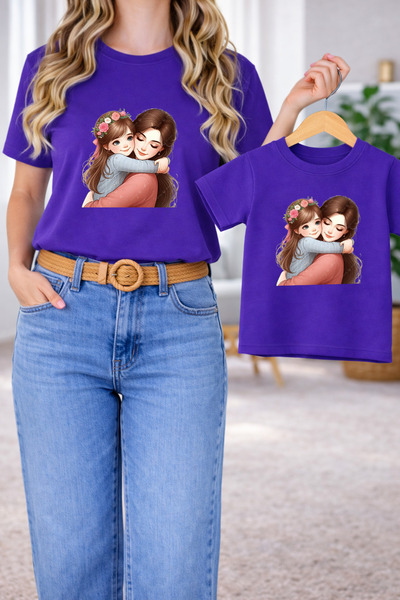LORVEX Μπλουζάκι Mother Daughter Oversize T-Shirt Twin T-Shirt 100% Βαμβάκι Ά...