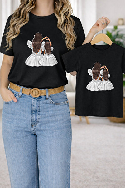 LORVEX Μπλουζάκι Mother Daughter Oversize T-Shirt Twin T-Shirt 100% Βαμβάκι Ά...
