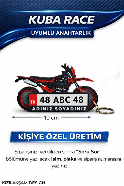 KIZILAKŞAM Kuba Race Motosiklet Uyumlu Kişiye Özel Hediyelik Motor Plaka Anah...