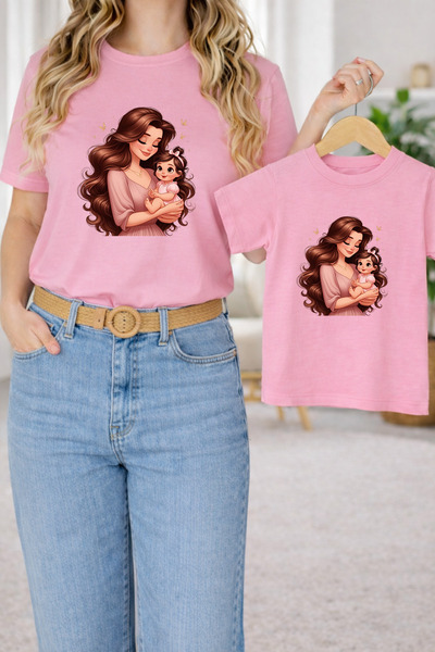 LORVEX Μπλουζάκι Mother Daughter Oversize T-Shirt Twin T-Shirt 100% Βαμβάκι Ά...