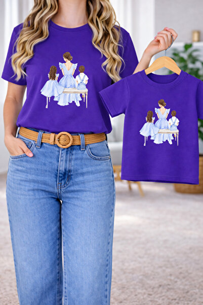 LORVEX Μπλουζάκι Mother Daughter Oversize T-Shirt Twin T-Shirt 100% Βαμβάκι Ά...