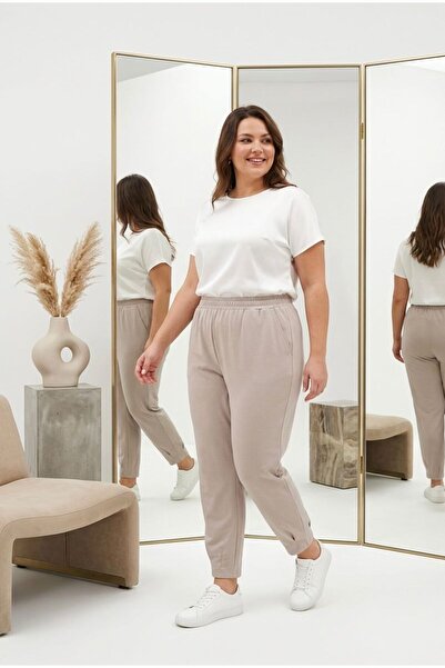 wishne Plus Size High Waist Elastic Carrot Pants - Flexible Comfortable Fit 4...