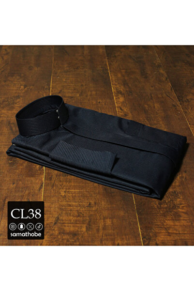 samathobe ثوب رجالي جاهز قماش سميرا ميس كحلي مقلم طول 60