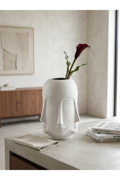 618 CONCEPT 26 cm White Matte Buddha Vase (Height 26 cm - Diameter 10 cm)