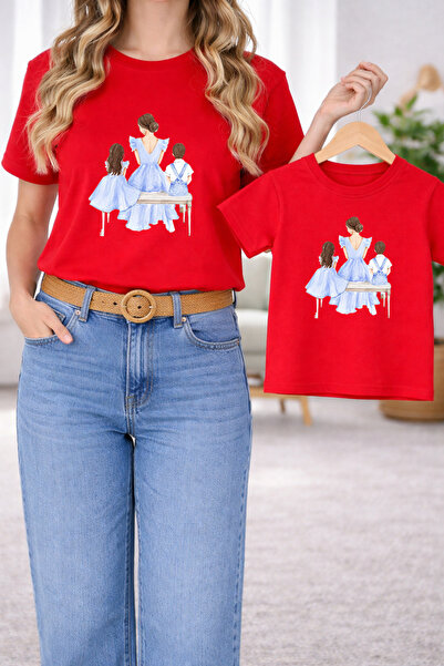 LORVEX Μπλουζάκι Mother Daughter Oversize T-Shirt Twin T-Shirt 100% Βαμβάκι Ά...