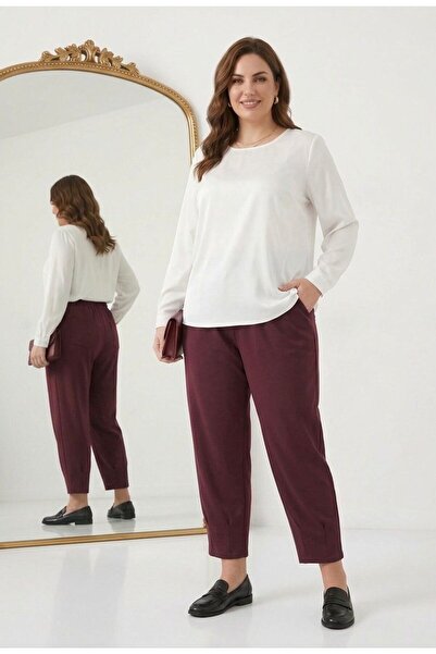 wishne Plus Size High Waist Elastic Carrot Pants - Flexible Comfortable Fit 4...