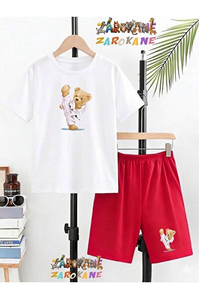 ZAROKANE Kareteci Bear Printed Top and Shorts/T-Shirt Summer Children's Two-P...