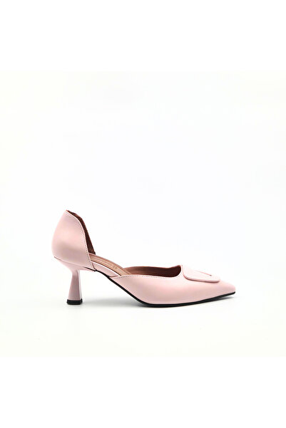 Folle Powder Pink Genuine Leather Women's Heeled Shoes Classic Pointed Toe St...