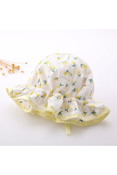 Superbaby Λευκό καπέλο με κίτρινα λουλούδια