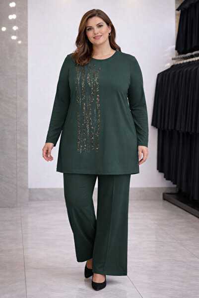 Mutlu City Γυναικείο Σετ Παντελονιού MotherTunic με Πέτρινη Κεντητική Διακόσμ...