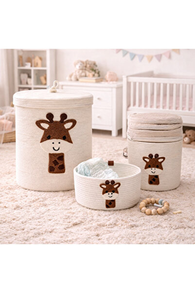 Berçak Home Σετ βρεφικού καλαθιού 3 τεμαχίων με σχέδιο καμηλοπάρδαλης |   Καλ...