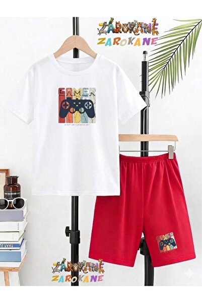 ZAROKANE Gamer Konsol Printed Top-Bottom Shorts/T-Shirt Two-Piece Summer Chil...