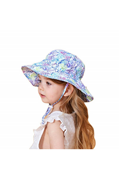 Superbaby White hat, UPF50+ - Abstract flowers