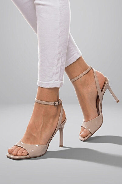 PAYZİN Δερμάτινα λουστρίνια σανδάλια με λεπτό τακούνι 10 εκ. και δέσιμο στον ...