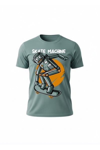 URBANTRENDSTORE تي شيرت Unisex Skate Machine Kaykay كبير الحجم ومريح وواسع وف...