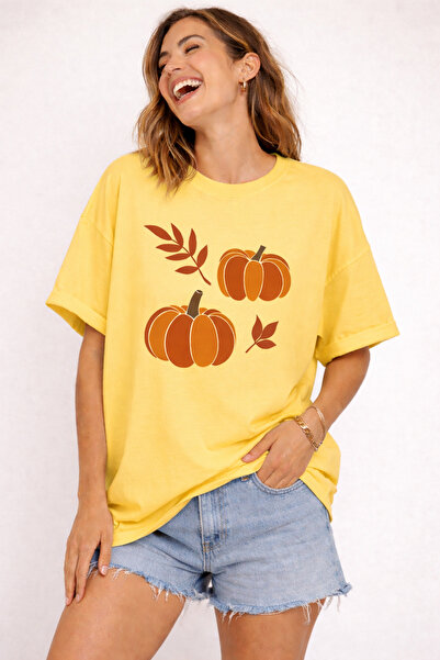 ArtYus Φθινοπωρινό μπλουζάκι Unisex Oversize με σχέδιο κολοκύθας – Βαμβακερό ...