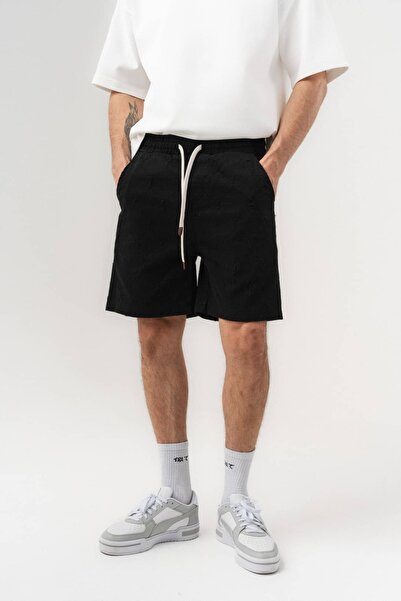 go gang own Heart Patterned Woven Fabric Shorts with Elastic Waist