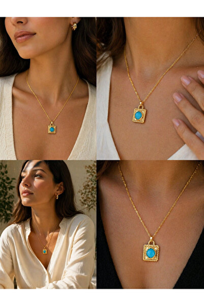 LOREZIA Turquoise Stone Gold Necklace – Vintage Stylish Women's Necklace |   ...