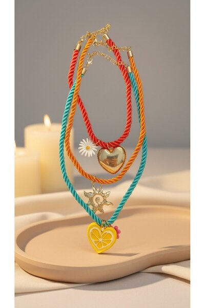 SR Jewelry Box Renkli Halat Zincirli Çok Katlı Kolye – Yaz Enerjisi & Eğlence...