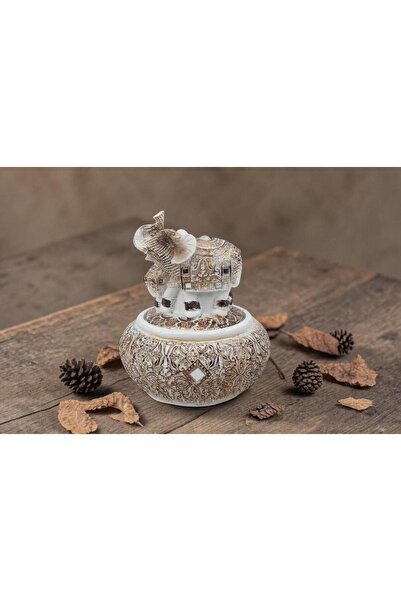 e-life shop Feng Shui Şans Getiren Fil Biblo Oval Mücevher Kutusu 14 cm Dekor...