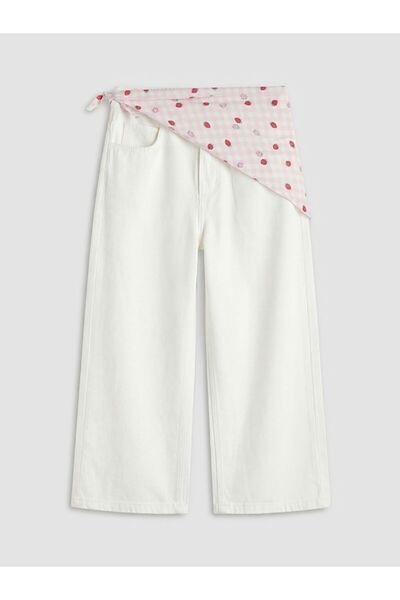 LC Waikiki Lcw Kids Strawberry Embroidered Girls' Jean Bermuda and Bandana