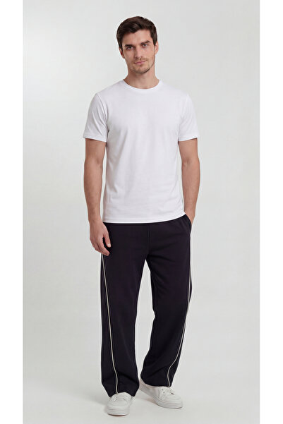 zazzia Men's Ribbed Baggy Comfortable Fit 2 Thread Wide Leg Sweatpants