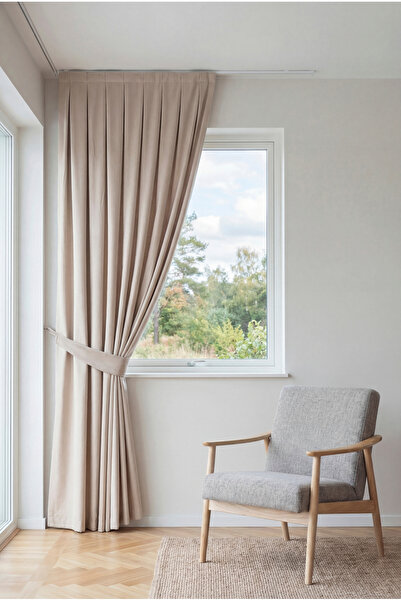 nareen home Bej Fon Perde 220X260 1x2,5 Pile