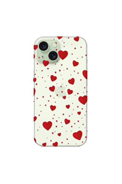 NO BRAND Θήκη για Apple iPhone 15 Διαφανής Σιλικόνη TPU με Καρδιές με Τελείες