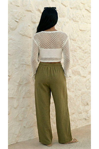 zazzia Women's High Waist Muslin Wide Leg Palazzo Pants