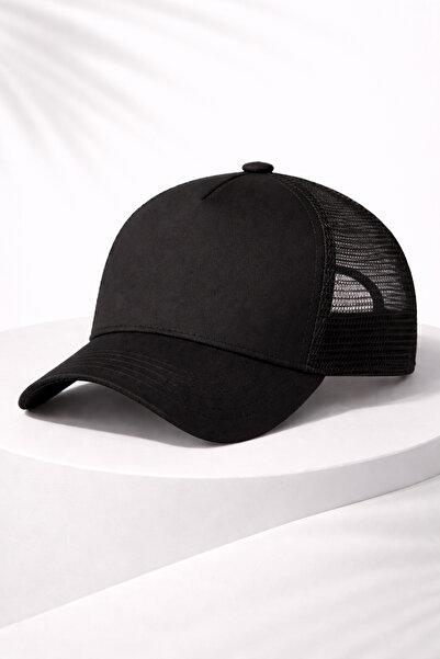OUS Unisex Fileli Şapka Siyah – Yazlık Nefes Alabilir Trucker Cap