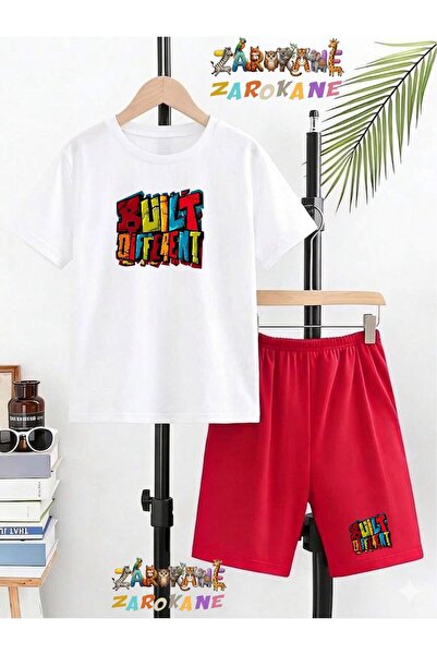 ZAROKANE Colorful Text Printed Top and Shorts/T-Shirt Two-Piece Summer Childr...