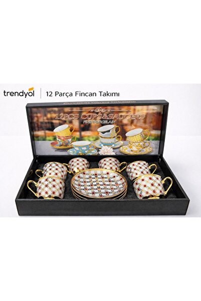 OEM Κομψό Σετ Καφέ – 6 Φλιτζάνια + 6 Πιατάκια - Πορσελάνη