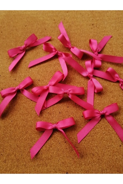Madamera Koyu Pembe Grogren Fiyonk Kurdele 1 cm 50 Adet, Hediye Paketleme, Sü...
