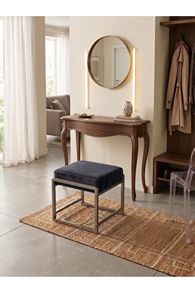 TodekHome Pure Gri Ayaklı Babyface Puf 50x40x45 cm - Modern Bench