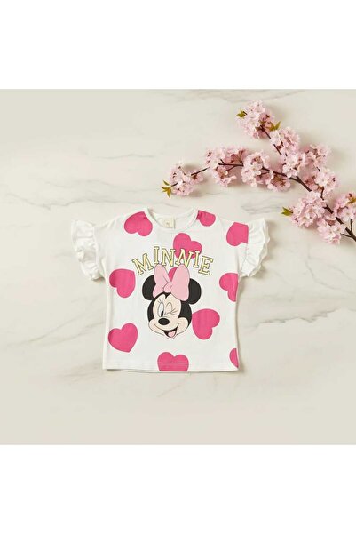 Wiss Mickey Mause Desenli Fırfır Kollu Kız Çocuk Yazlık Alt Üst Takım