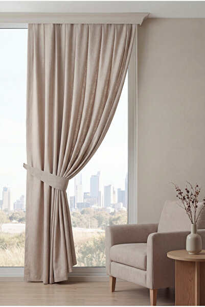 nareen home Krem Fon Perde 260X250 1x2,5 Pile