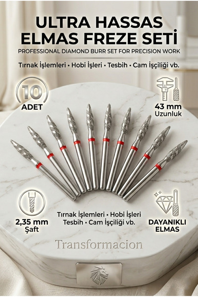 Creatividad Solutions 10-Piece Ultra Precision Diamond Milling Bit - Dry Mani...