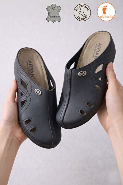 AlbiShoes Дамски медицински сабо чехли със затворени пръсти, с анатомична под...