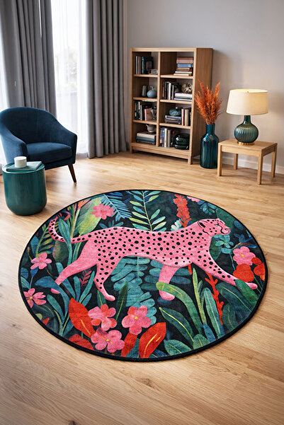 Digital Anti-Slip Washable Tiger Tiger Round Rug Lounge Rug Kitchen Rug Bath Rug