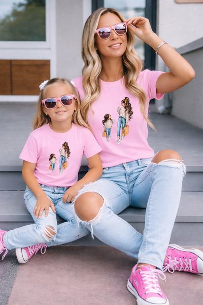 LORVEX Μπλουζάκι Mother Daughter Oversize T-Shirt Twin T-Shirt 100% Βαμβάκι Ά...