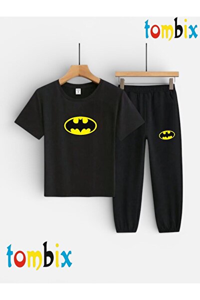 tombix Yellow Bat Printed T-Shirt and Sweatpants (Sweatpants with Pockets) Ch...