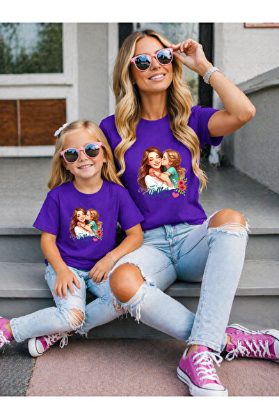 LORVEX Μπλουζάκι Mother Daughter Oversize T-Shirt Twin T-Shirt 100% Βαμβάκι Ά...